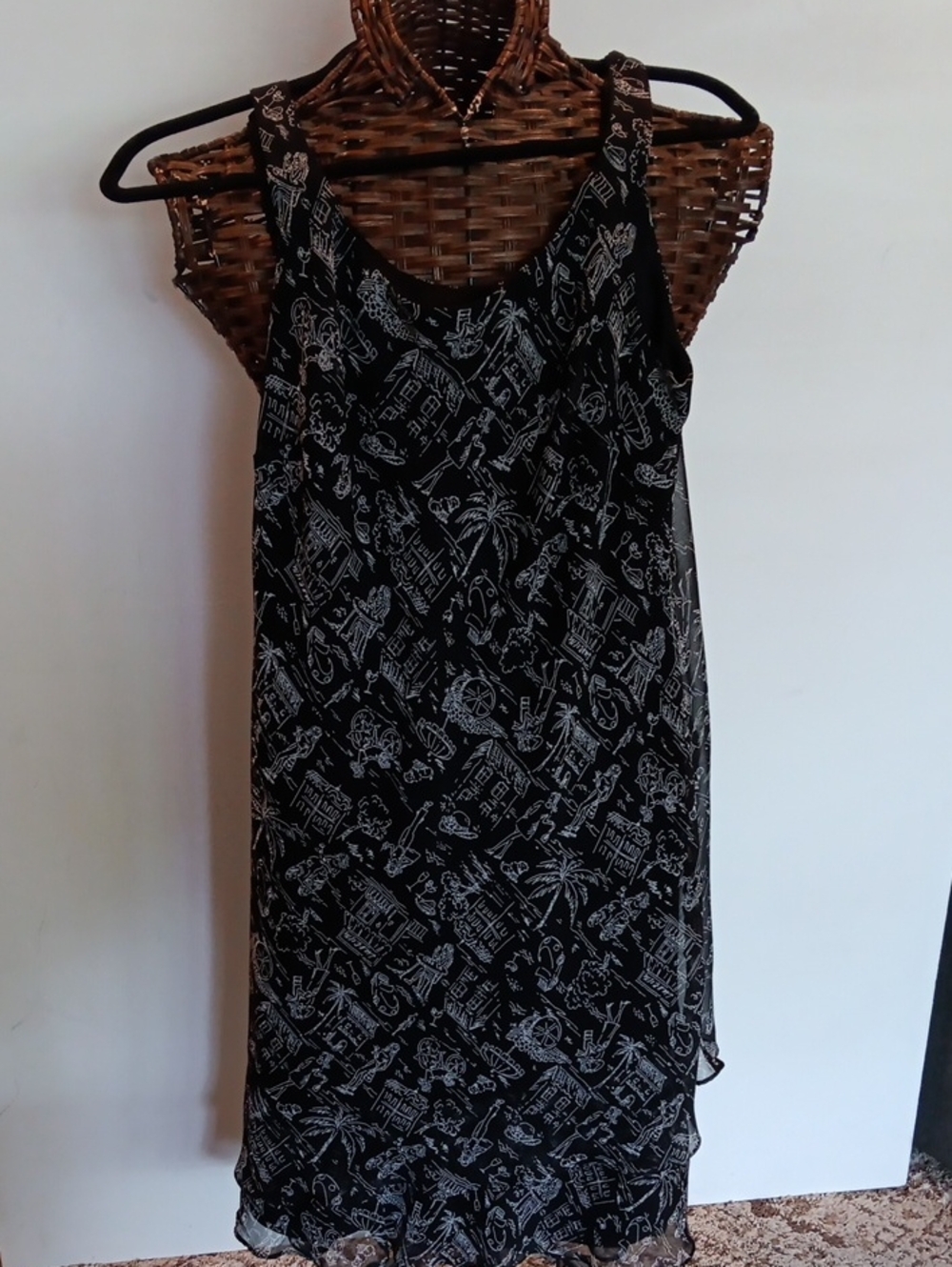 Scarlett Black Sun Dress  with White Sketch Print